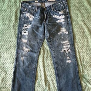 AG the Kiss Distressed Blue Jeans